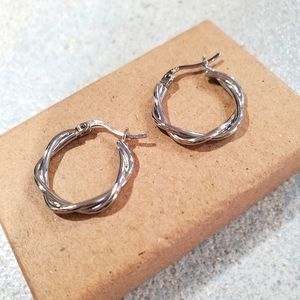 Sterling silver twisted hoop earrings